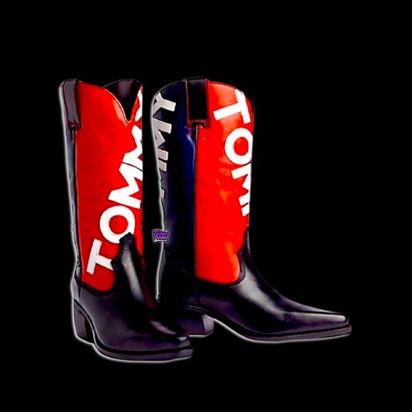 Tommy Hilfiger Shoes - Tommy Hilfiger Vintage Logo Red White and Blue Leather Cowgirl Boots